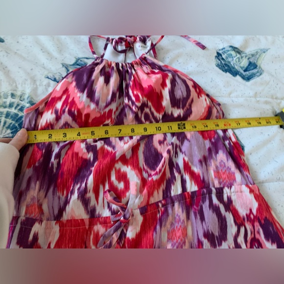 Athleta Kelani Magenta Pink Ikat Rayon Halter Dress Built in Bra size Small - Picture 6 of 8